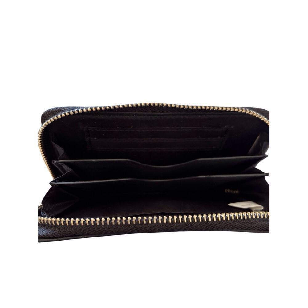 GUESS Medium Zip Around Wallet Black Faux Croc Leather Gold Grommet Studs - Picture 4 of 7